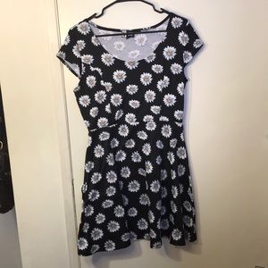 Black skater dress w/ white daisy design